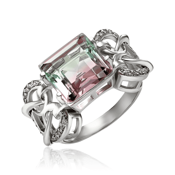 Красивое серебряное кольцо с крупным фианитом 034992 детальное изображение ювелирного изделия Серебряные кольца