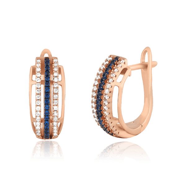 Серебряные серьги позолоченные с фианитом 031124 детальное изображение ювелирного изделия Серьги с позолотой