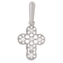 обзорное фото Золотой кулон с бриллиантом 023680 Декоративные золотые крестики обзорное фото Золотой кулон с бриллиантом 023680  Декоративные золотые крестики