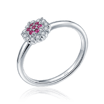 обзорное фото Золотое кольцо Цветок с рубином и бриллиантами 031091 Золотые кольца обзорное фото Золотое кольцо Цветок с рубином и бриллиантами 031091  Золотые кольца