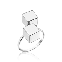 обзорное фото Серебряное кольцо без камней два кубика 035926  Серебряные кольца