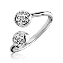 обзорное фото Серебряное кольцо на фалангу с двумя фианитами 035649  Серебряные кольца