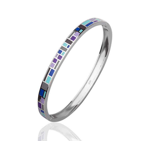 Жесткий серебряный браслет с эмалью 027730 детальное изображение ювелирного изделия Серебряные женские браслеты Жесткий серебряный браслет с эмалью 027730 детальное изображение ювелирного изделия Серебряные женские браслеты