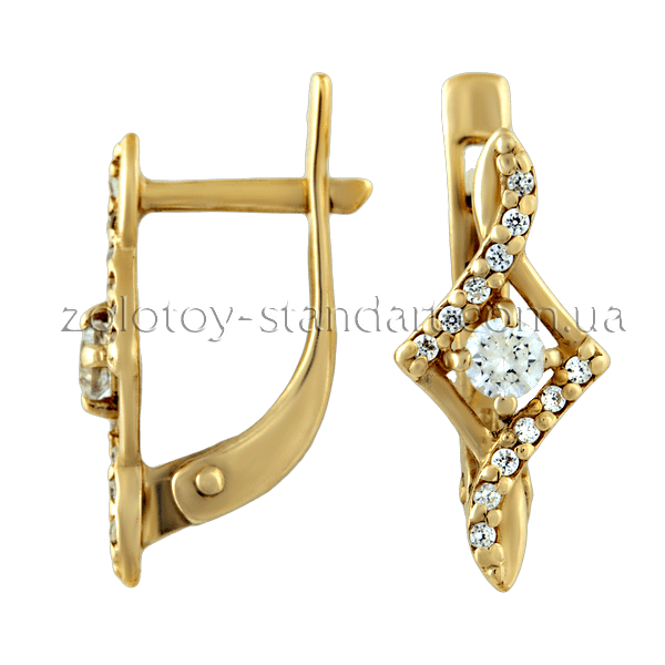 Золотые серьги с цирконием 1,3,0617 детальное изображение ювелирного изделия Золотые серьги с фианитом Золотые серьги с цирконием 1,3,0617 детальное изображение ювелирного изделия Золотые серьги с фианитом