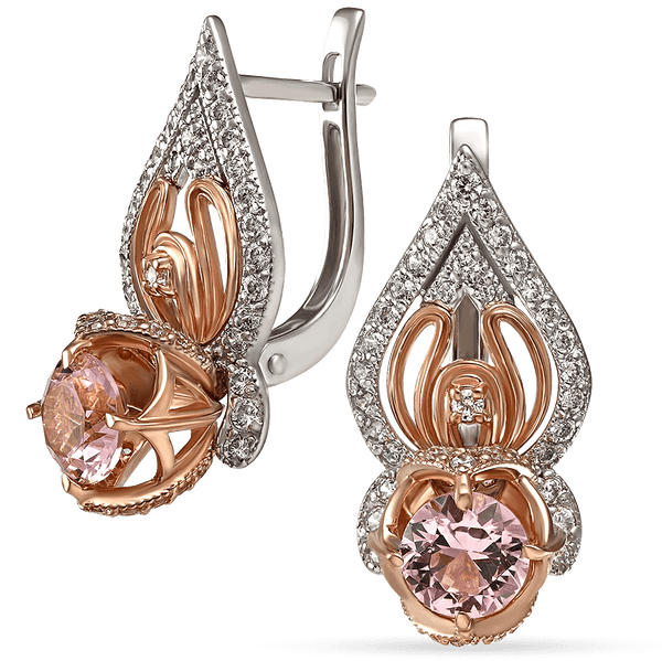 Сережки з морганітом в комбінованому золоті Долорес 034371 детальне зображення ювелірного виробу Сережки з морганітом в комбінованому золоті Долорес 034371 детальне зображення ювелірного виробу