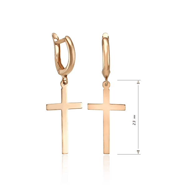золотые серьги с подвесным элементом Крестик золотые серьги с подвесным элементом Крестик
