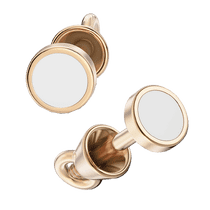 обзорное фото Золотые пуссеты круглой формы с белой эмалью 040473 Золотые серьги с эмалью обзорное фото Золотые пуссеты круглой формы с белой эмалью 040473  Золотые серьги с эмалью