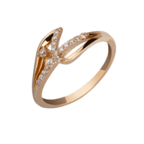 обзорное фото Нежное золотое кольцо с бриллиантом 027840  Золотые кольца с бриллиантами