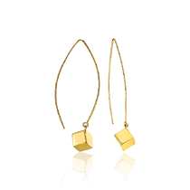 обзорное фото Серьги из желтого золота с кубиками 031721  Золотые серьги