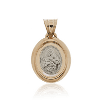 обзорное фото Золотая иконка Богородица 120839 Золотые подвески иконки обзорное фото Золотая иконка Богородица 120839  Золотые подвески иконки