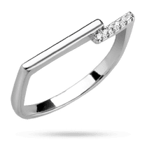 обзорное фото Серебряное кольцо минималистичное с фианитами 040216  Серебряные кольца с фианитом