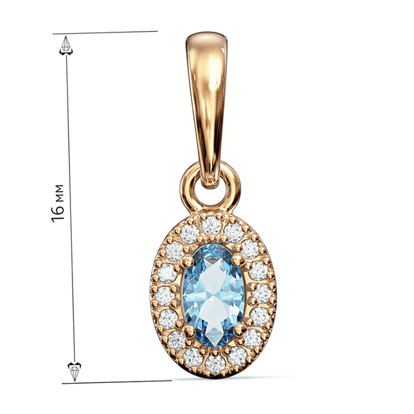 Золотой подвес с овальным топазом и фианитами Золотой подвес с овальным топазом и фианитами