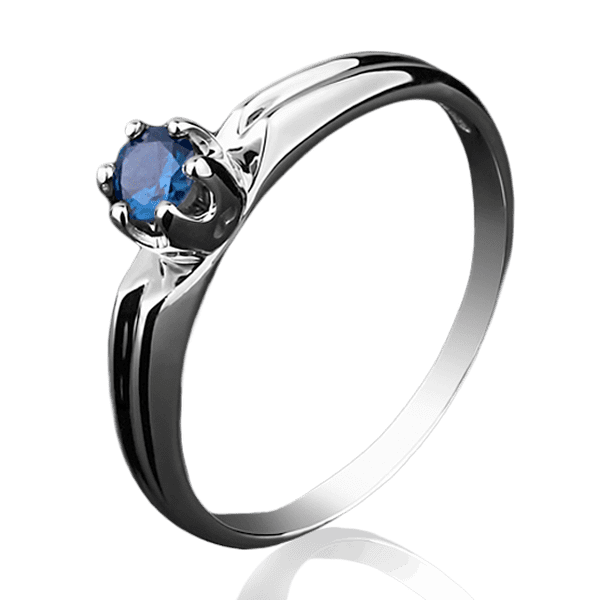 Золотое кольцо с сапфиром из белого золота 