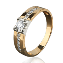 обзорное фото Кольцо из красного золота с бриллиантами 1003  Золотые кольца с бриллиантами