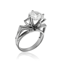 оглядове фото Срібна дизайнерська каблучка з фіанітом 034972