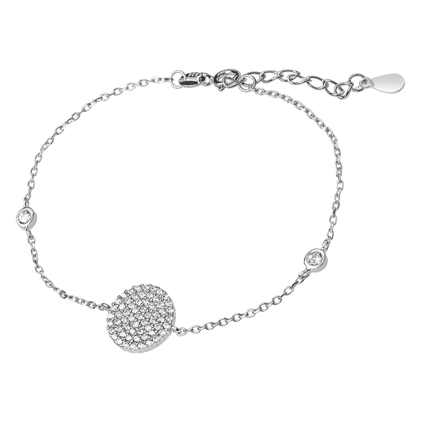 Серебряный браслет с кругом из белых фианитов и камней на якорной цепочке 039763 детальное изображение ювелирного изделия Серебряные женские браслеты Серебряный браслет с кругом из белых фианитов и камней на якорной цепочке 039763 детальное изображение ювелирного изделия Серебряные женские браслеты