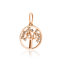обзорное фото Золотой кулон Древо Жизни с фианитами 035584  Золотые подвески