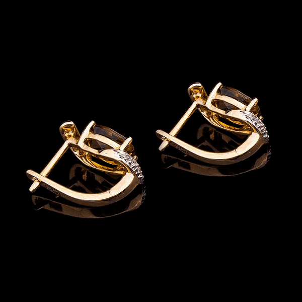 сережки с бриллиантом и кварцем сережки с бриллиантом и кварцем