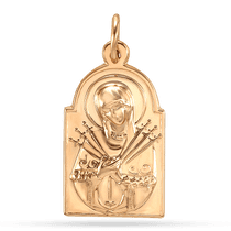 обзорное фото Золотая подвеска Семистрельная икона Божией Матери 034460  Золотые подвески иконки