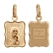 обзорное фото Золотая иконка Богородица 421088  Золотые подвески иконки