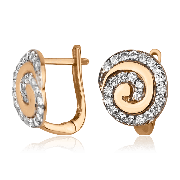 Золотые серьги с цирконием с707 детальное изображение ювелирного изделия Золотые серьги с фианитом