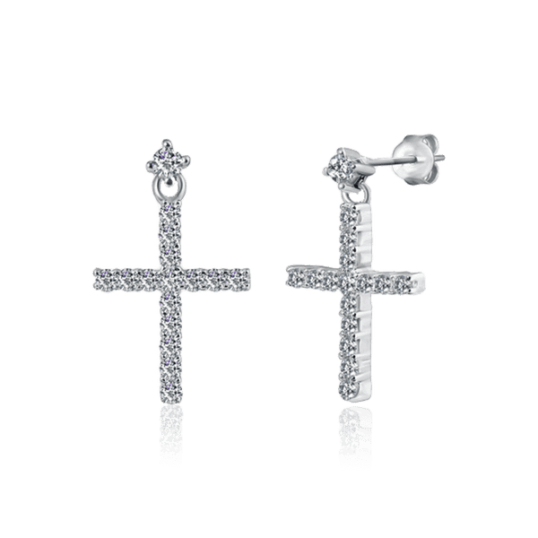 Серебряные серьги Крест с фианитами 031178 детальное изображение ювелирного изделия Серебряные серьги с камнями Серебряные серьги Крест с фианитами 031178 детальное изображение ювелирного изделия Серебряные серьги с камнями