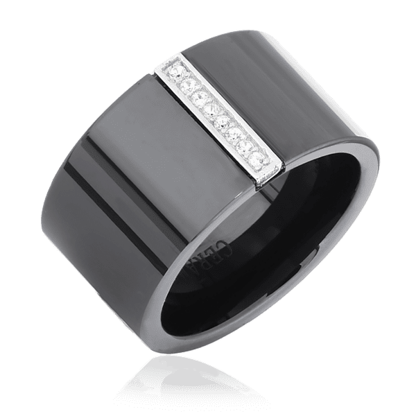 Серебряное кольцо из керамики и с фианитами 024831 детальное изображение ювелирного изделия Серебряные кольца с фианитом Серебряное кольцо из керамики и с фианитами 024831 детальное изображение ювелирного изделия Серебряные кольца с фианитом