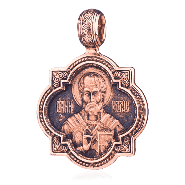 Кулон-икона Святитель Чудотворец 024628 детальное изображение ювелирного изделия Золотые подвески иконки