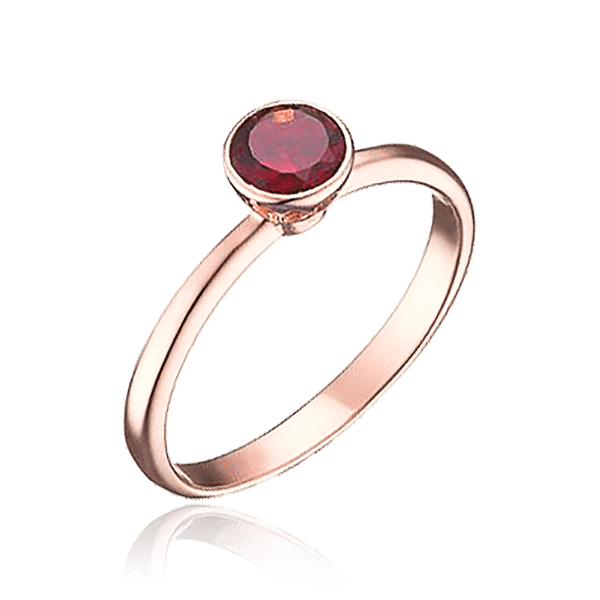 Утонченное кольцо золотое с круглым гранатом 036977 детальное изображение ювелирного изделия Золотые кольца Утонченное кольцо золотое с круглым гранатом 036977 детальное изображение ювелирного изделия Золотые кольца