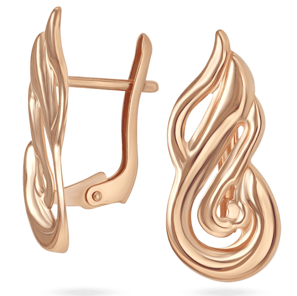 Ажурные серьги Вивьен без вставок на английской застежке в красном золоте 039963 детальное изображение ювелирного изделия Золотые серьги без вставок Ажурные серьги Вивьен без вставок на английской застежке в красном золоте 039963 детальное изображение ювелирного изделия Золотые серьги без вставок