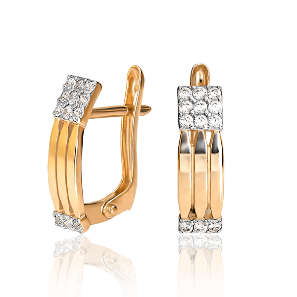 Женские золотые серьги с фианитами английский замок 032035 детальное изображение ювелирного изделия Золотые серьги с фианитом Женские золотые серьги с фианитами английский замок 032035 детальное изображение ювелирного изделия Золотые серьги с фианитом