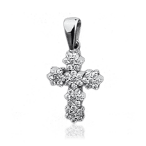 обзорное фото Кулон крестик с бриллиантами 023180  Декоративные золотые крестики
