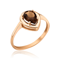 обзорное фото Золотое кольцо с дымчатым кварцем Капля 035235  Золотые кольца