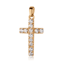 обзорное фото Золотой крестик с фианитами 025740  Золотые крестики