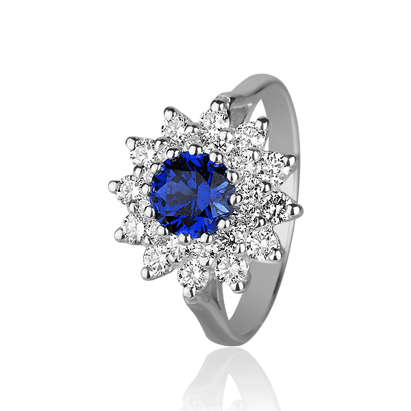 Кольцо в белом золоте с сапфиром и бриллиантами 026368 детальное изображение ювелирного изделия Золотые кольца с сапфиром Кольцо в белом золоте с сапфиром и бриллиантами 026368 детальное изображение ювелирного изделия Золотые кольца с сапфиром