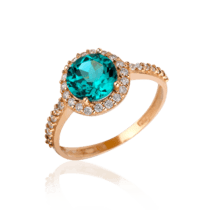 обзорное фото Золотое кольцо с кварцем и фианитами 030366  Золотые кольца с кварцем