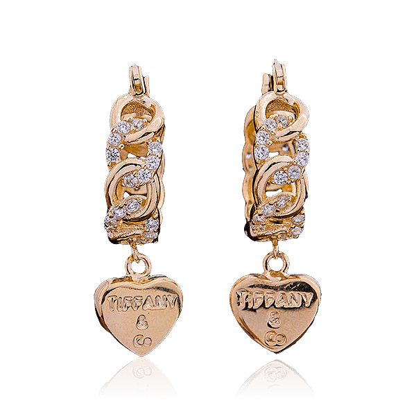 Золотые серьги с фианитами Тиффани