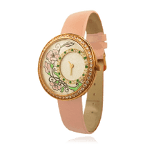 обзорное фото Золотые часы женские в стиле прованс с ручной росписью 036331 Женские золотые часы обзорное фото Золотые часы женские в стиле прованс с ручной росписью 036331  Женские золотые часы