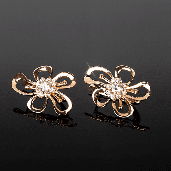 серьги цветочки из золота серьги цветочки из золота