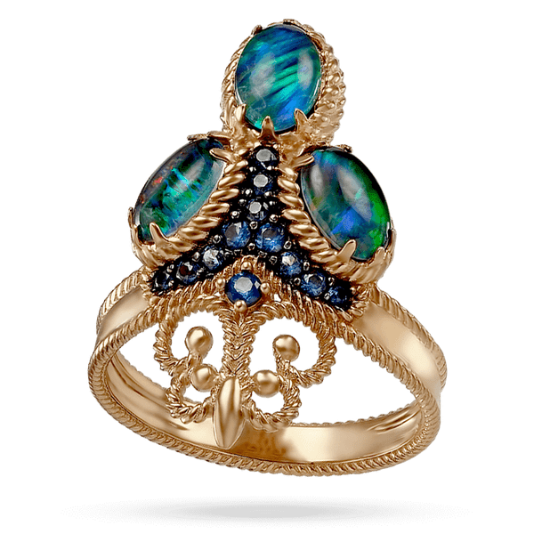 Кольцо с опалом и фианитами в красном золоте Марго 034155 детальное изображение ювелирного изделия Золотые кольца Кольцо с опалом и фианитами в красном золоте Марго 034155 детальное изображение ювелирного изделия Золотые кольца