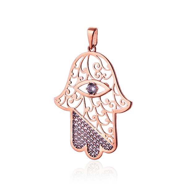 Золотая подвеска Хамса с фианитами 033084 детальное изображение ювелирного изделия Золотые подвески с камнями Золотая подвеска Хамса с фианитами 033084 детальное изображение ювелирного изделия Золотые подвески с камнями