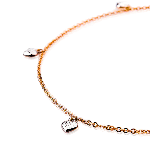 Браслет на ногу Сердечка в комбинированном золоте 032909 детальное изображение ювелирного изделия Золотые браслеты на ногу Браслет на ногу Сердечка в комбинированном золоте 032909 детальное изображение ювелирного изделия Золотые браслеты на ногу