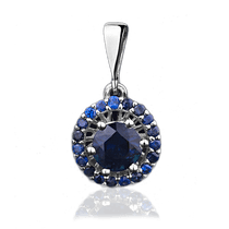 обзорное фото Кулон с сапфирами 023179 Золотые кулоны с сапфиром обзорное фото Кулон с сапфирами 023179  Золотые кулоны с сапфиром