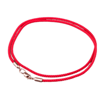 обзорное фото Красный браслет из шелка с золотой застежкой 025245  Виды браслетов