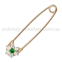обзорное фото Золотая булавка с фианитами 300204 Золотые булавки обзорное фото Золотая булавка с фианитами 300204  Золотые булавки