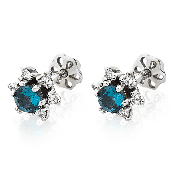 Сережки пуссеты из белого золота 585 с Лондон топазом 034017 детальное изображение ювелирного изделия Золотые серьги Сережки пуссеты из белого золота 585 с Лондон топазом 034017 детальное изображение ювелирного изделия Золотые серьги