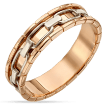 обзорное фото Золотое кольцо в комбинированном золоте 038806  Золотые обручальные кольца