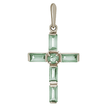 обзорное фото Золотой кулон с зеленым аметистом 023746 Золотые крестики обзорное фото Золотой кулон с зеленым аметистом 023746  Золотые крестики