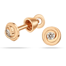 обзорное фото Золотые серьги- пусеты с бриллиантом 038854 Золотые серьги с бриллиантами обзорное фото Золотые серьги- пусеты с бриллиантом 038854  Золотые серьги с бриллиантами