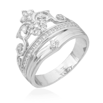 обзорное фото Серебряное кольцо Корона с фианитами 024682  Серебряные кольца с фианитом